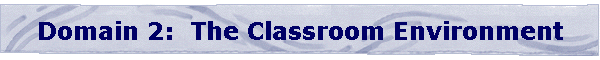 Domain 2:  The Classroom Environment